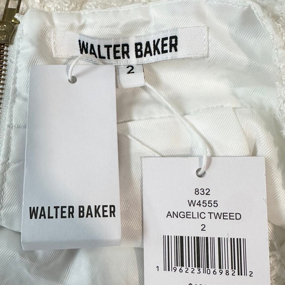 Walter Baker Daphne Tweed Mini Skirt Gold Button Fringe Angelic White NWT - Picture 9 of 10
